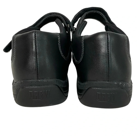 Drew Mary Jane Shoes Womens 9.5 W Wide Black Leather Cushion Sole Comfy Flats - Picture 9 of 13